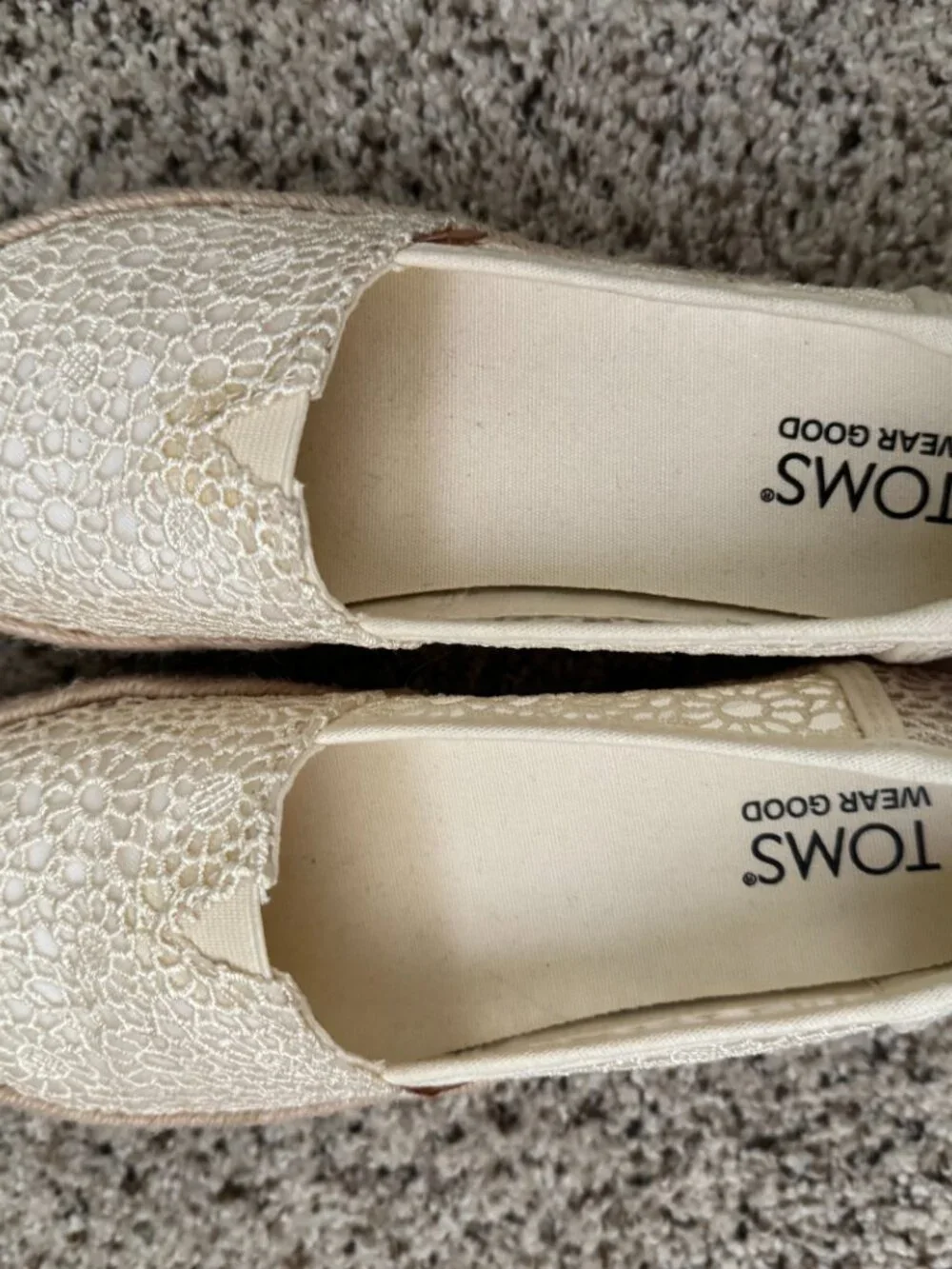 TOMS Women's Valencia Platform Espadrilles in Natural Moroccan Crochet, W6.5 LN